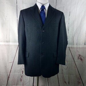 Pierre Cardin Men 42R Wool 3 Button Charcoal Pinstripe Suit Blazer Jacket